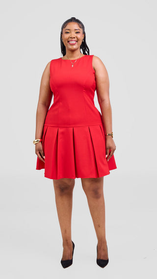 Vivo Niari Pleated Dress - Red