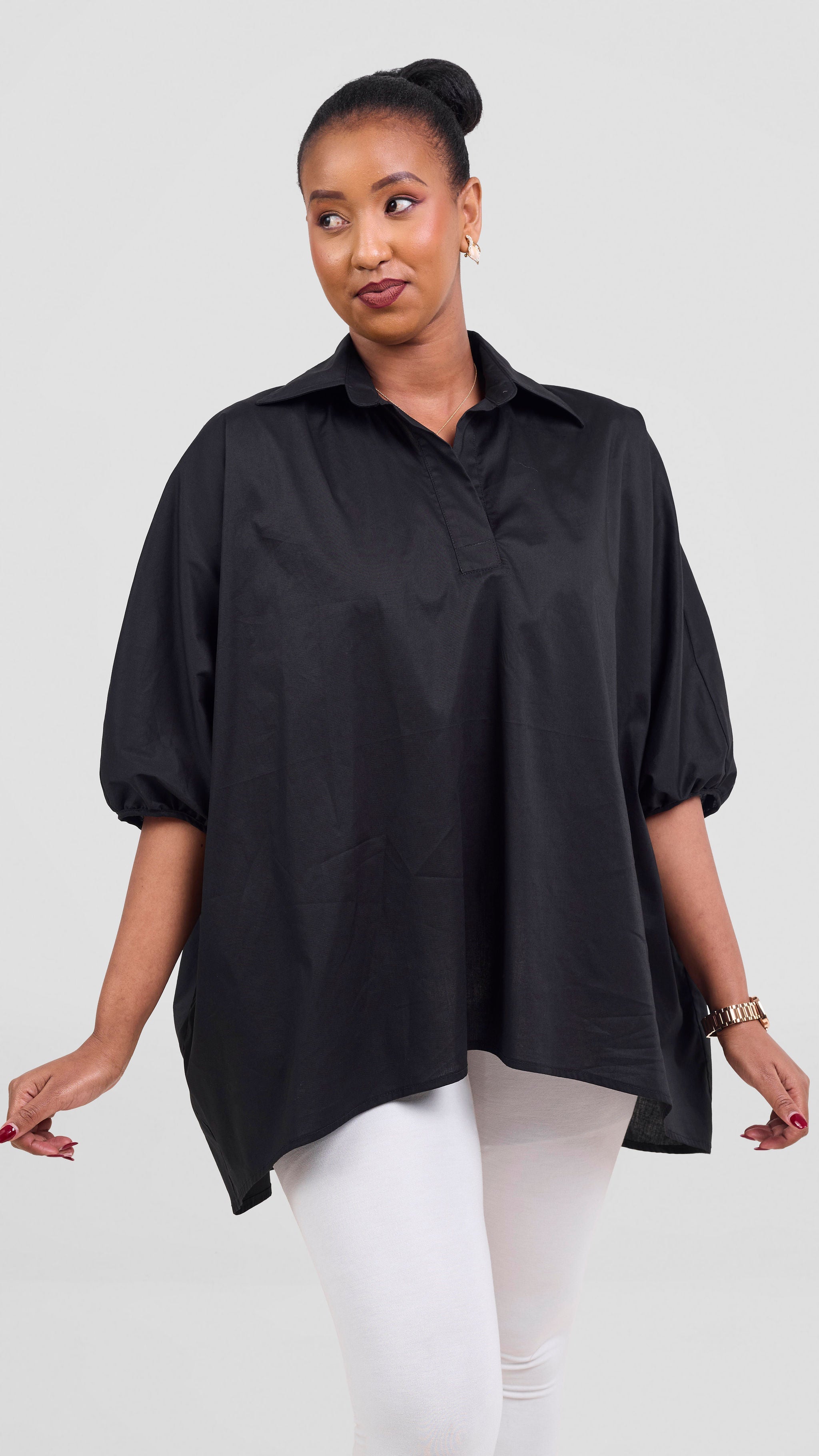 Vivo Cotton High Low Top - Black