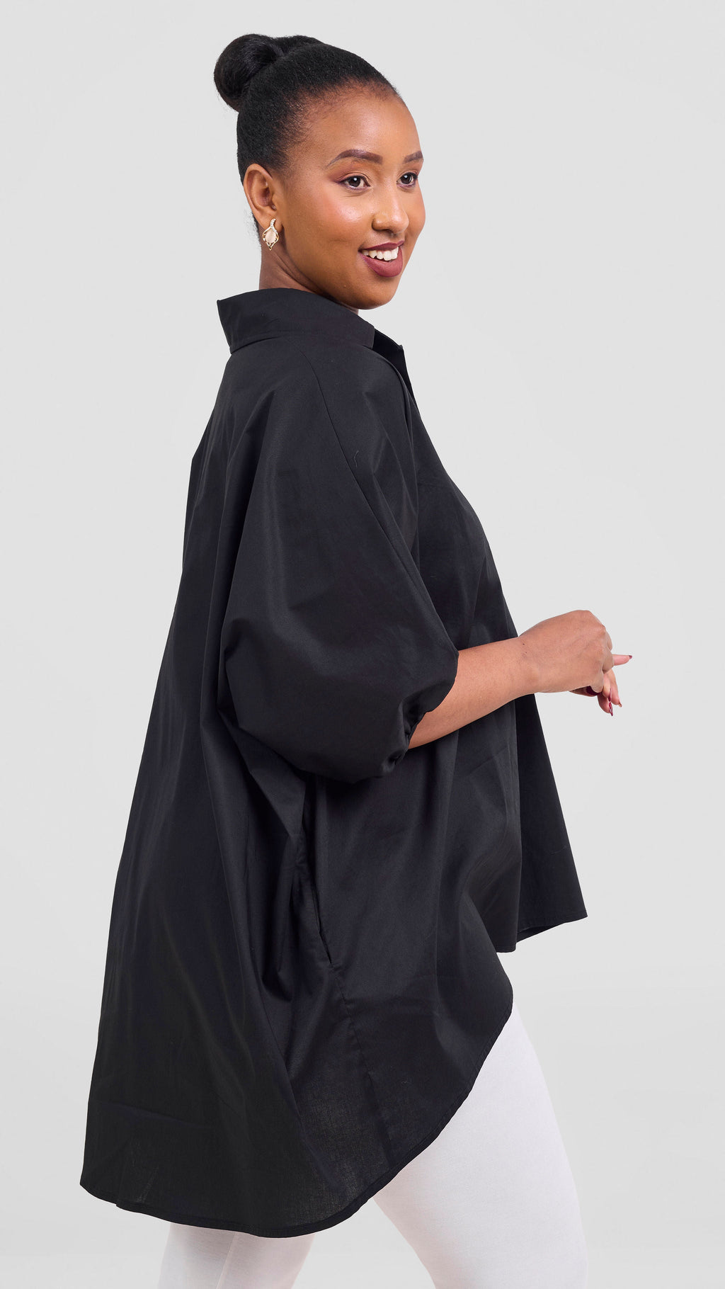 Vivo Cotton High Low Top - Black