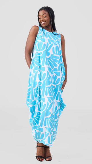Vivo Seli Maxi Dress - Off White / Light Blue Amari Print