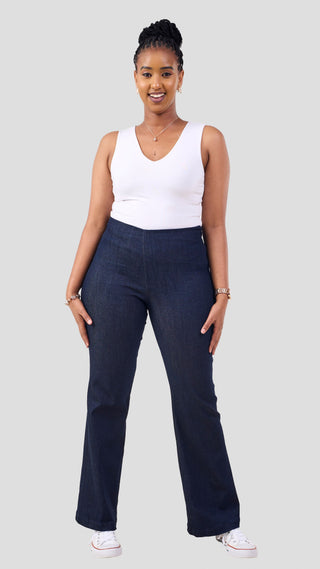 Vivo Lulu Denim Flared Pants - Navy