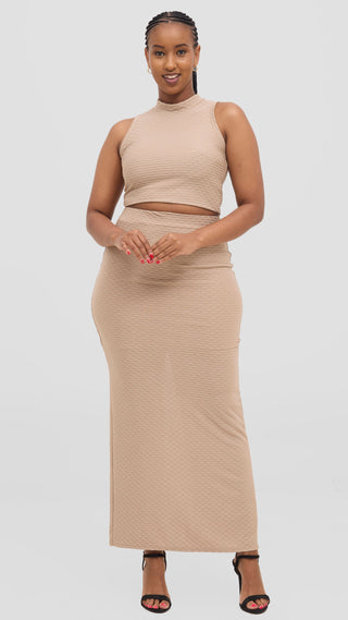 Vivo Kaisa Maxi Skirt - Taupe Hill Texture