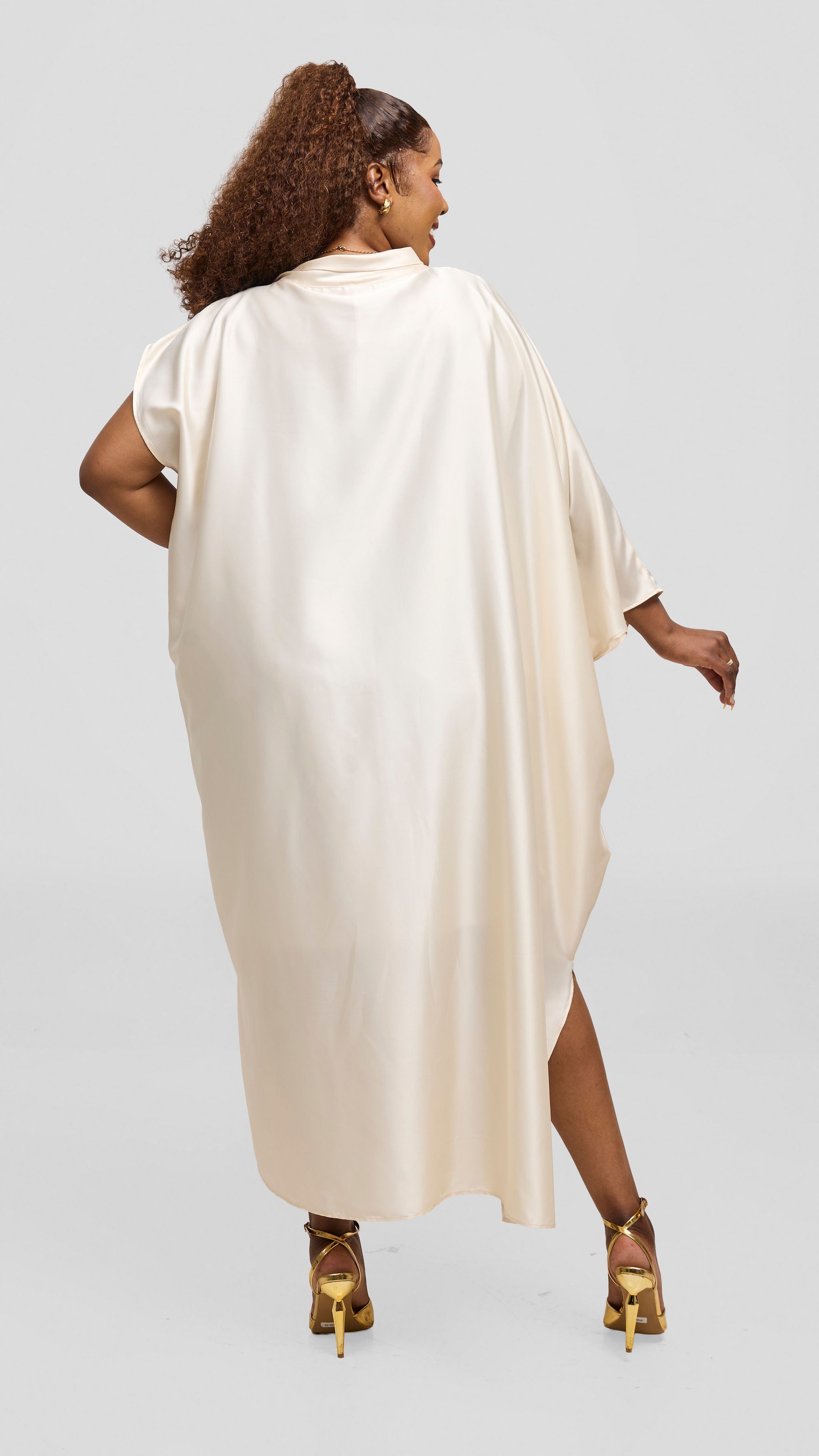 Vivo Takali Asymmetrical Midi Length Kaftan - Buttermilk