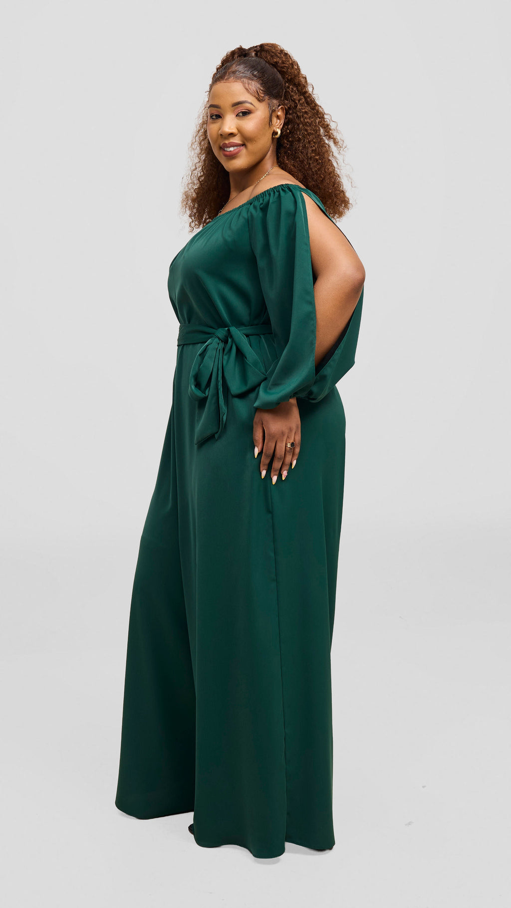 Vivo Yumi Off Shoulder Jumpsuit - Dark Green