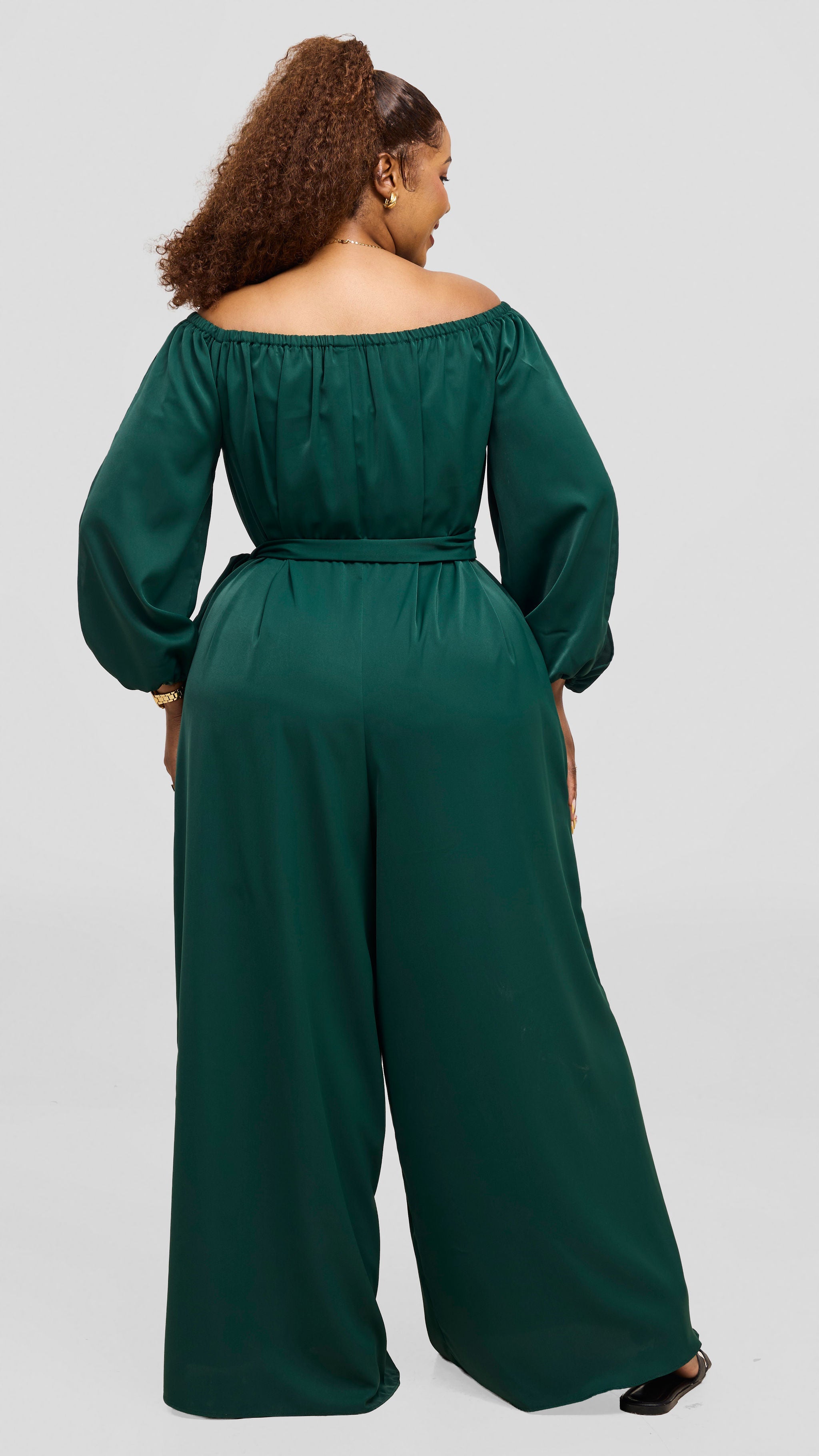 Vivo Yumi Off Shoulder Jumpsuit - Dark Green