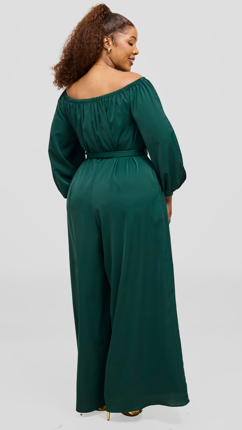 Vivo Yumi Off Shoulder Jumpsuit - Dark Green