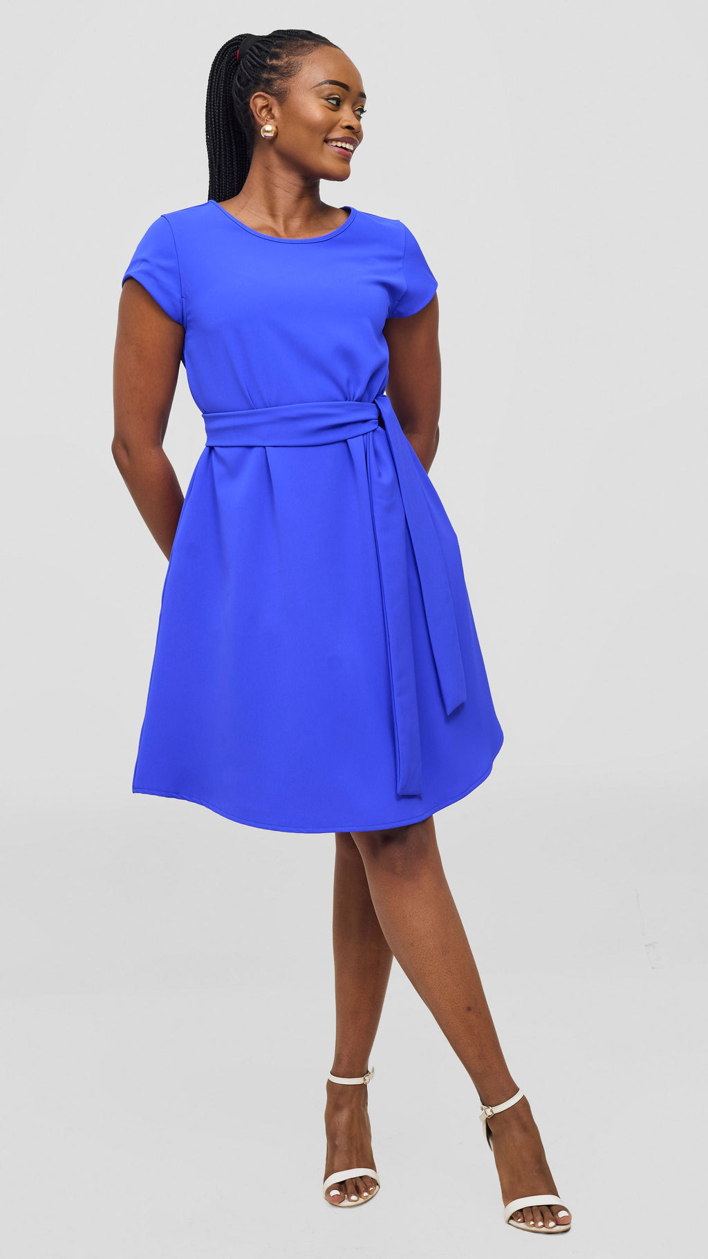 Vivo Pendo Cap Sleeve Tent Knee Length Dress - Royal Blue