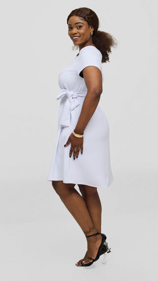 Vivo Pendo Cap Sleeve Tent Knee Length Dress - White