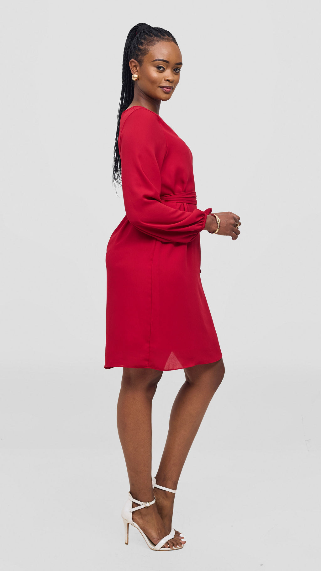 Vivo Zawadi Shift Dress - Dark Red