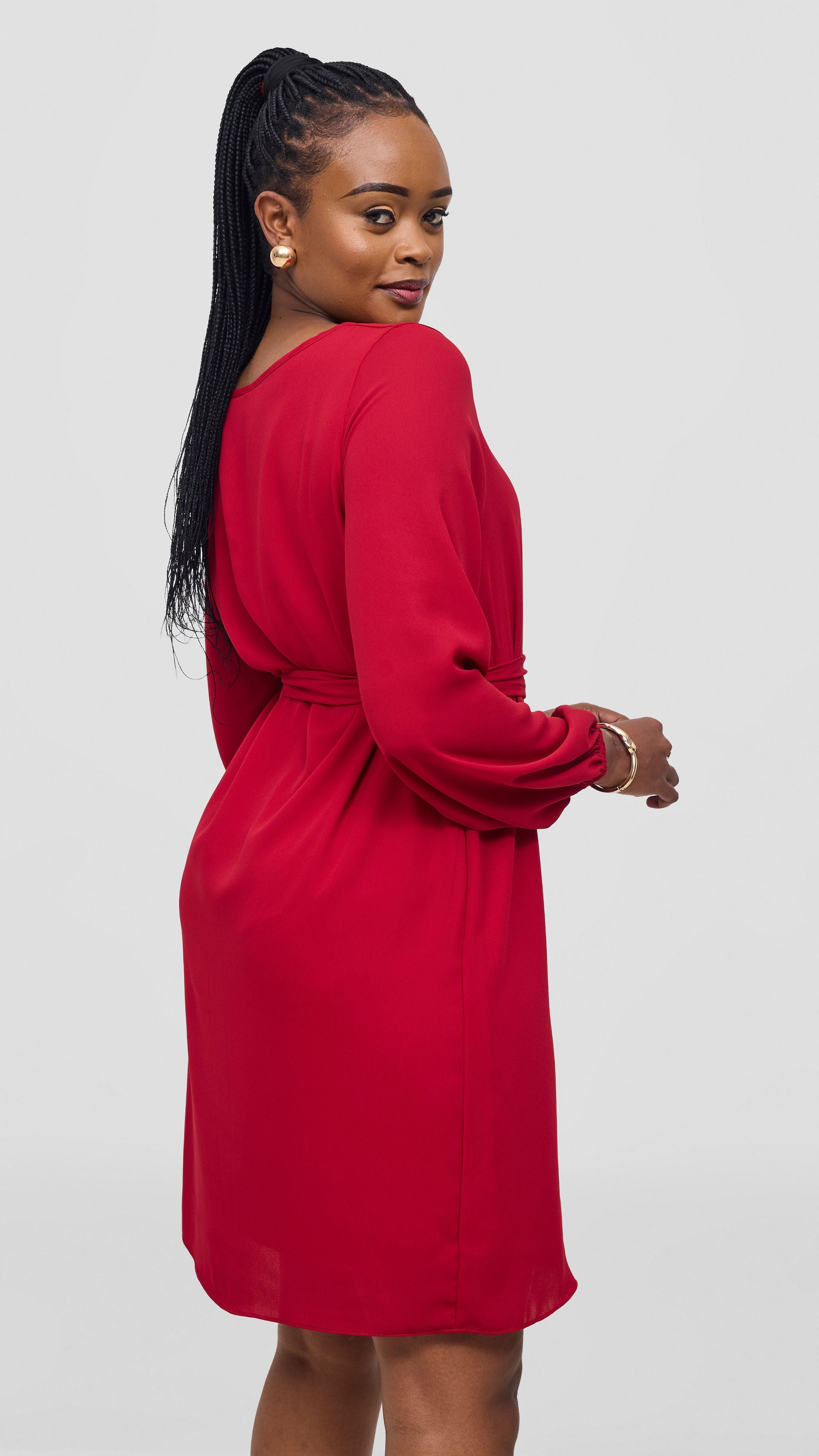 Vivo Zawadi Shift Dress - Dark Red