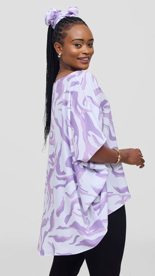 Vivo Maisha Wide High Low Top - White / Lilac Ika Print