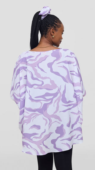 Vivo Maisha Wide High Low Top - White / Lilac Ika Print