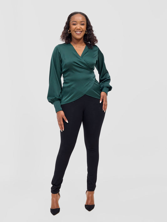 Vivo Merika Wrap Top -  Dark Green