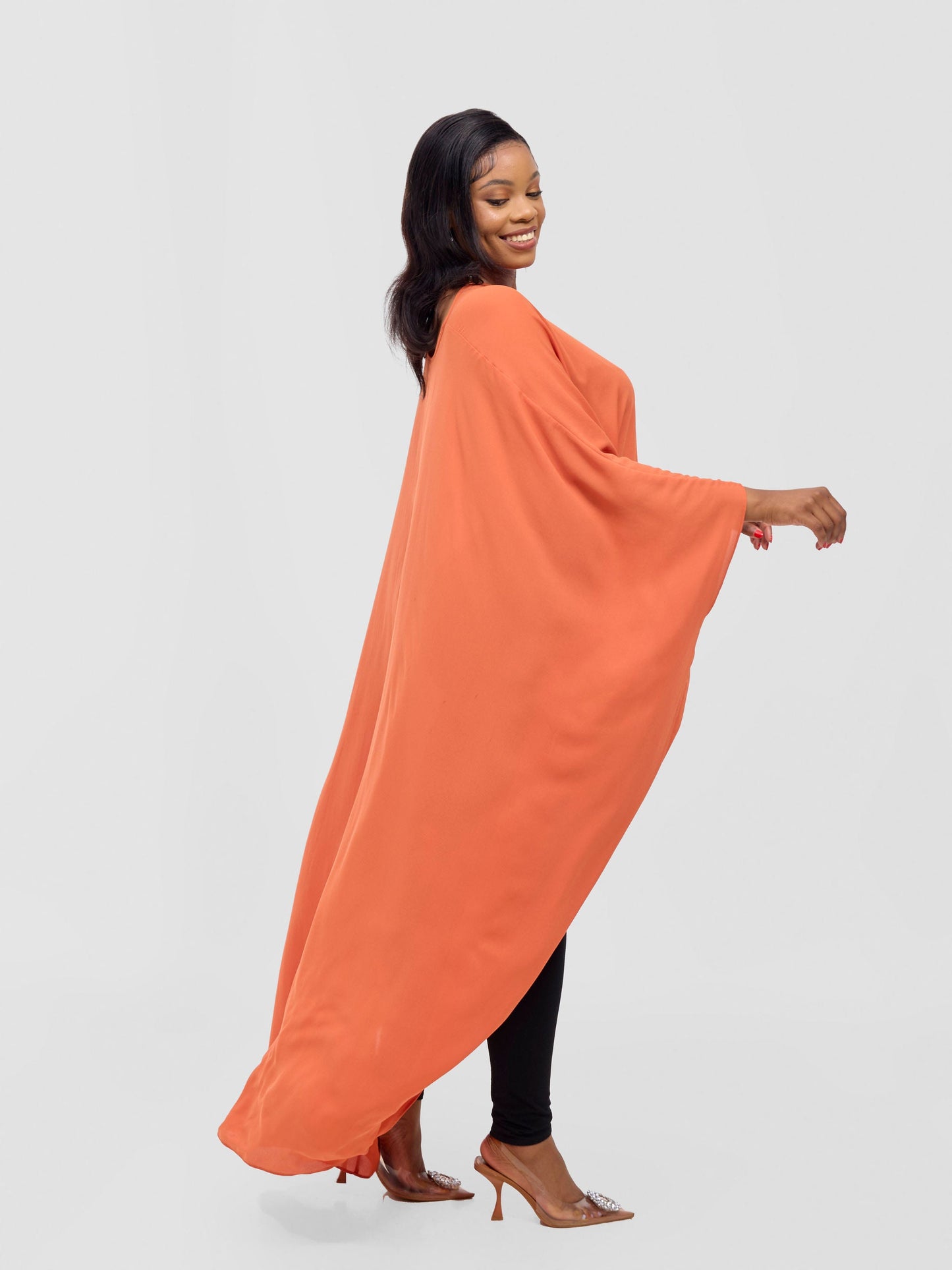 Vivo Malindi V-Neck High Low Kaftan Top - Rust