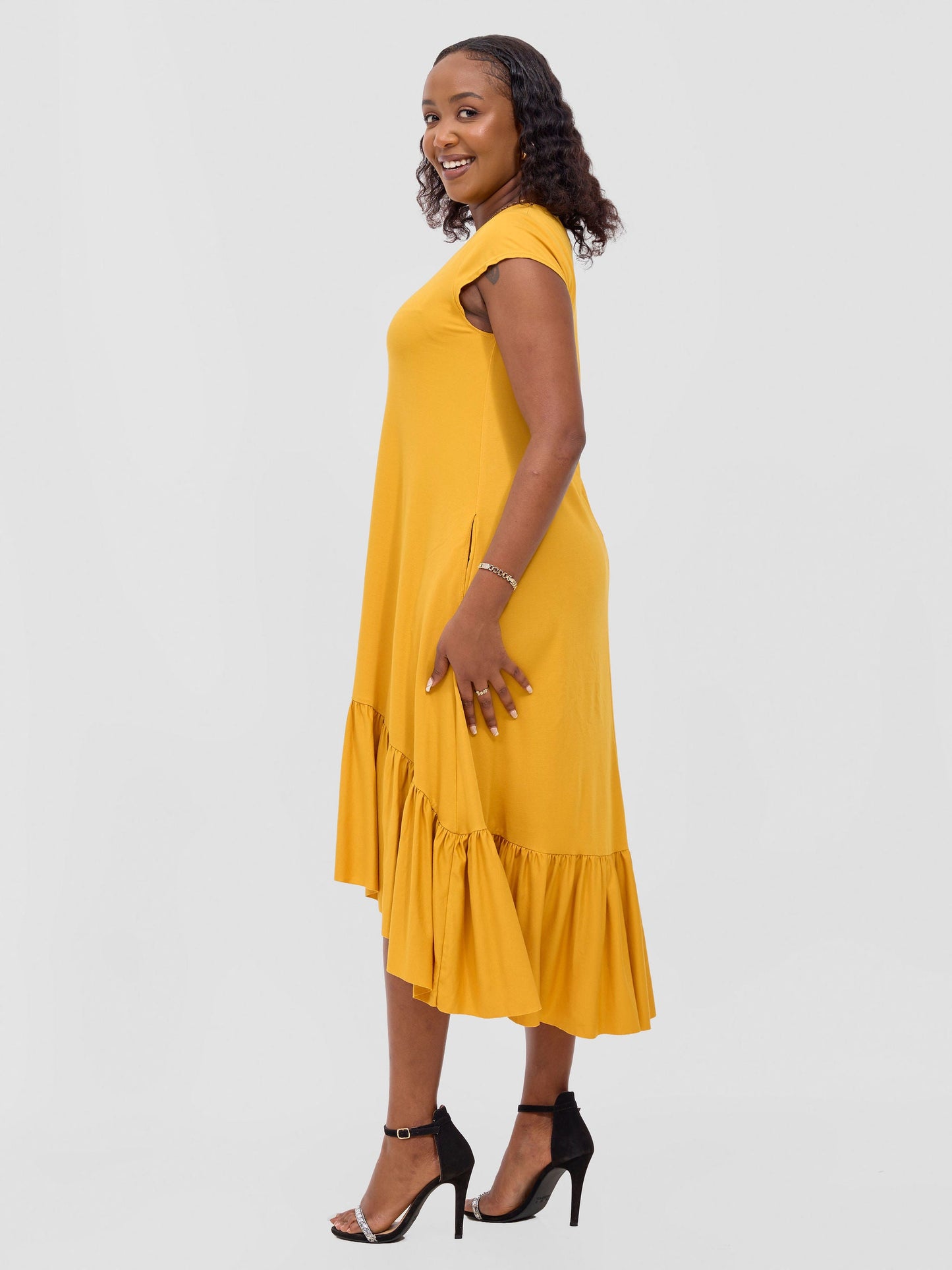 Vivo Lindi High Low Dress - Mustard