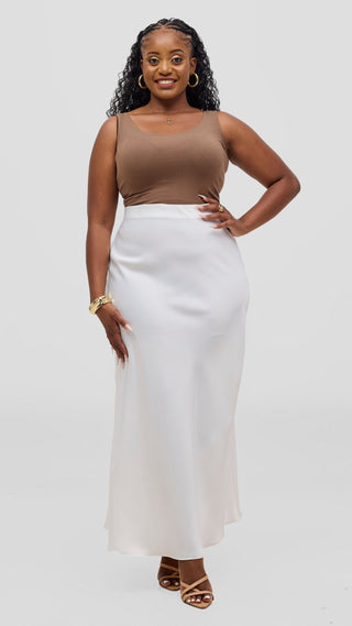 Vivo Talia Maxi Slip Skirt - White