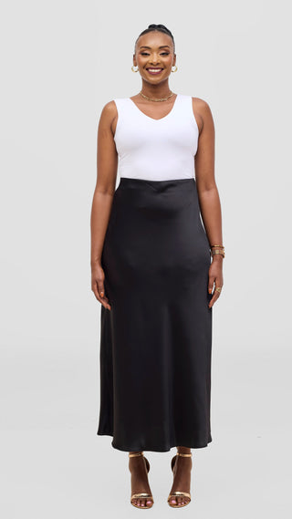 Vivo Talia Maxi Slip Skirt - Black