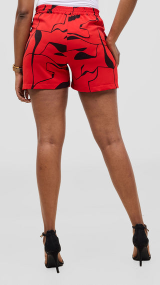 Vivo Liora Shorts - Red / Black Ziza Print