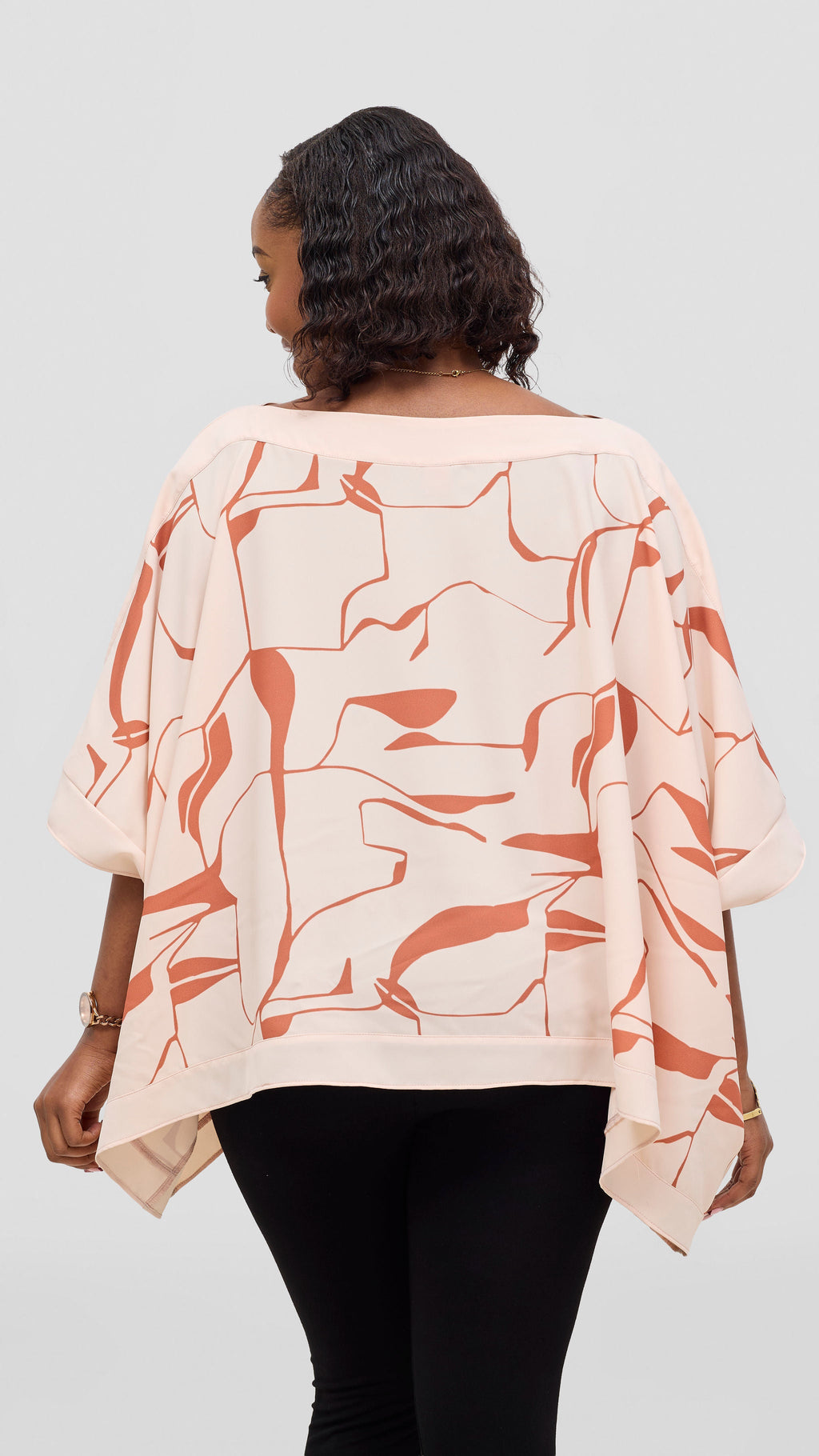 Vivo Liora Kaftan Top - Cream / Coral Ziza Print