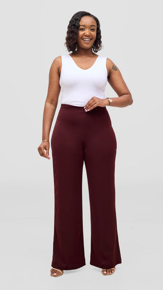 Vivo Talia Slim Pants - Burgundy