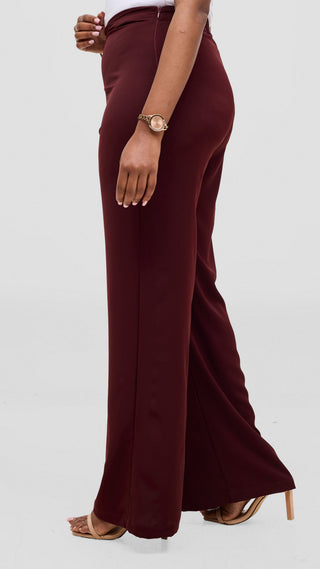 Vivo Talia Slim Pants - Burgundy