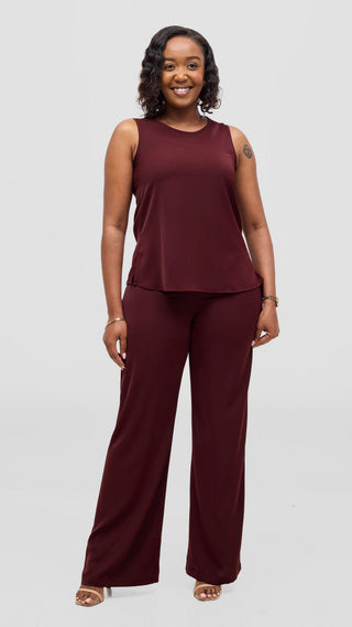 Vivo Talia Slim Pants - Burgundy