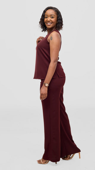 Vivo Talia Slim Pants - Burgundy