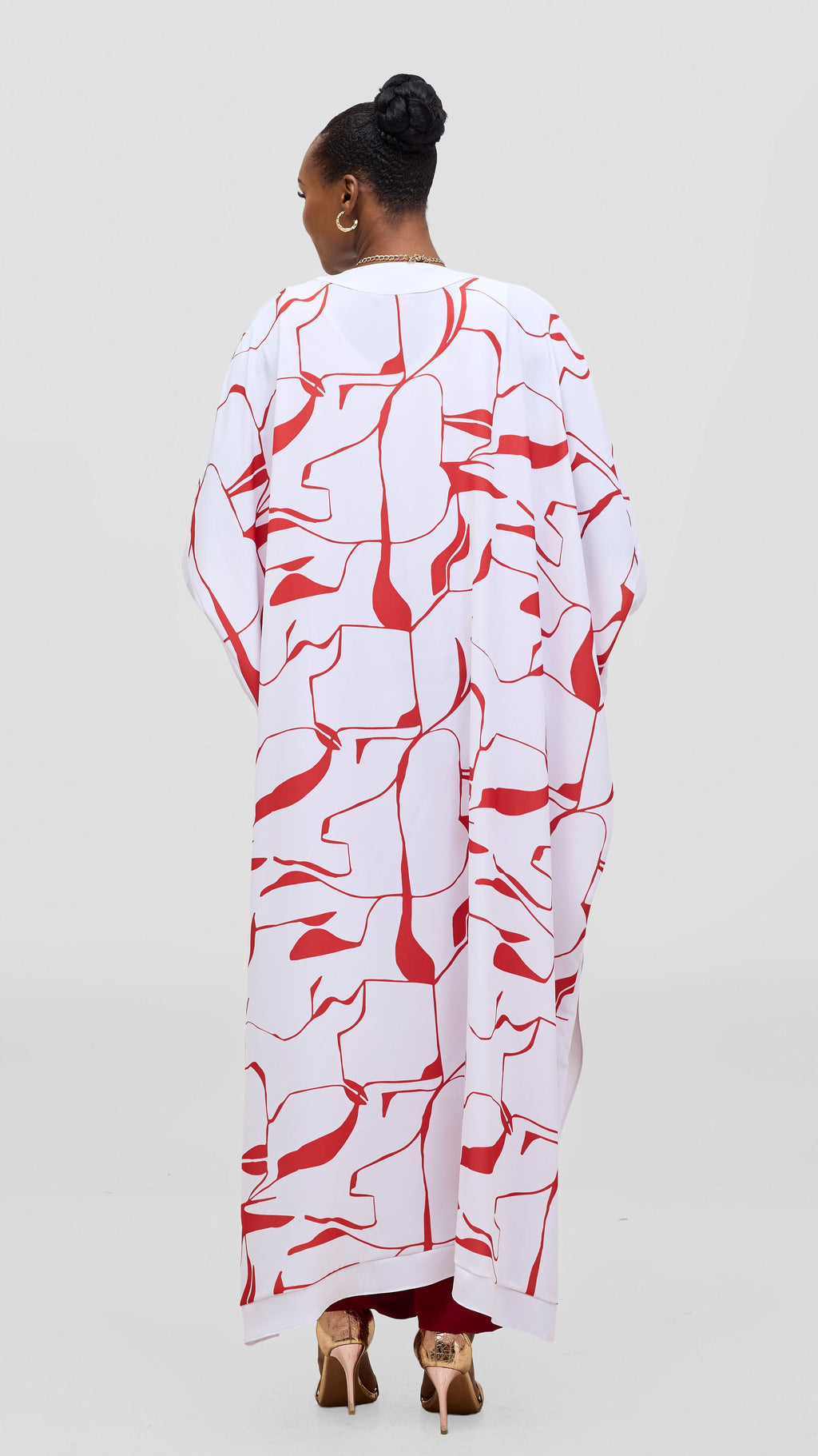 Vivo Liora Maxi Kimono - White / Red Ziza Print