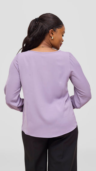 Vivo Basic Crepe Bishop Sleeve Top - Lilac