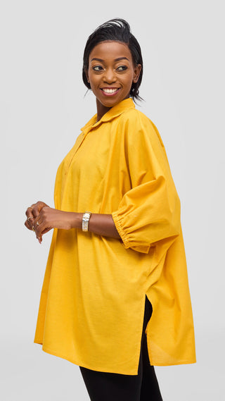 Safari by Vivo Zehra Extra Wide Linen Shirt - Mustard