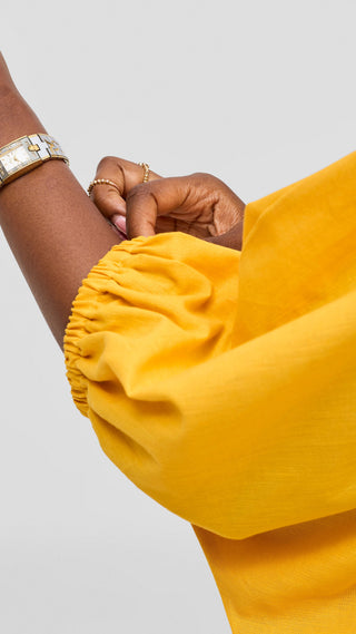 Safari by Vivo Zehra Extra Wide Linen Shirt - Mustard