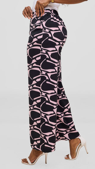 Vivo Maisha Kimono & Pant Set - Light Pink / Black Print