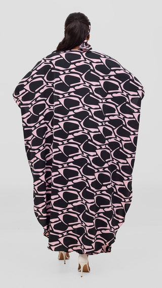 Vivo Maisha Kimono & Pant Set - Light Pink / Black Print