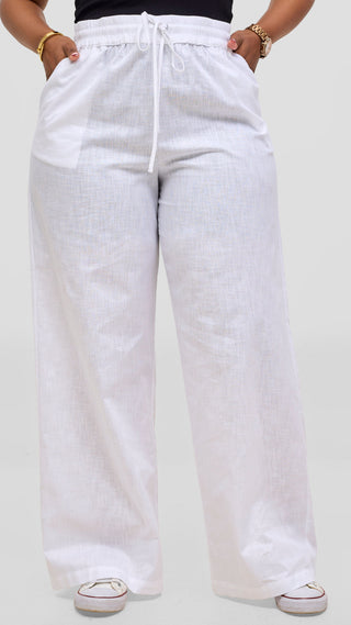 Vivo Liora Drawstring Pants - White