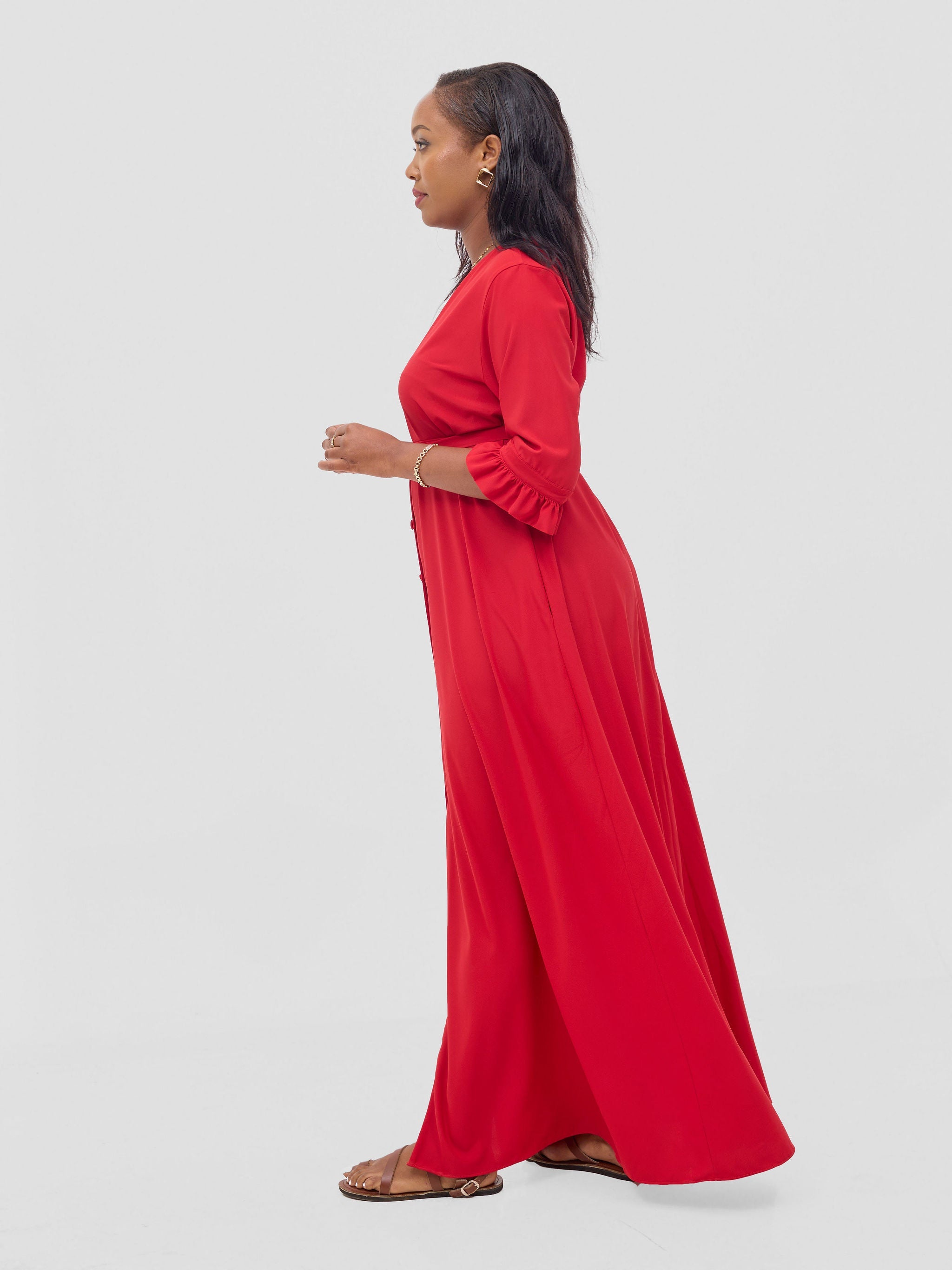 Vivo Wena Maxi Shirt Dress - Red