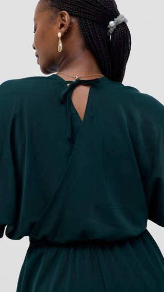 Vivo Iyana Shirred waist Maxi Dress - Dark Green