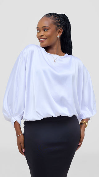 Vivo Sawari Crossed Cuff Batwing Top - White