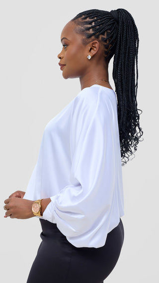 Vivo Sawari Crossed Cuff Batwing Top - White