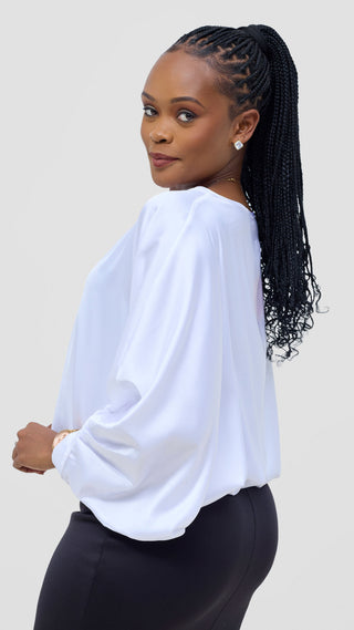 Vivo Sawari Crossed Cuff Batwing Top - White
