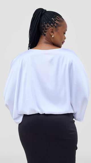 Vivo Sawari Crossed Cuff Batwing Top - White
