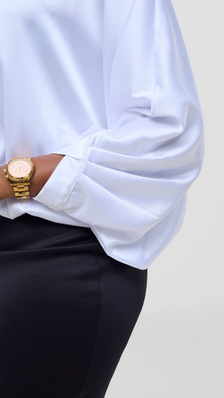 Vivo Sawari Crossed Cuff Batwing Top - White