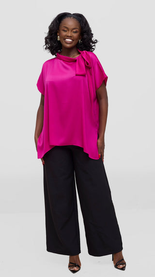 Vivo Takali Tunic Top In Satin - Magenta