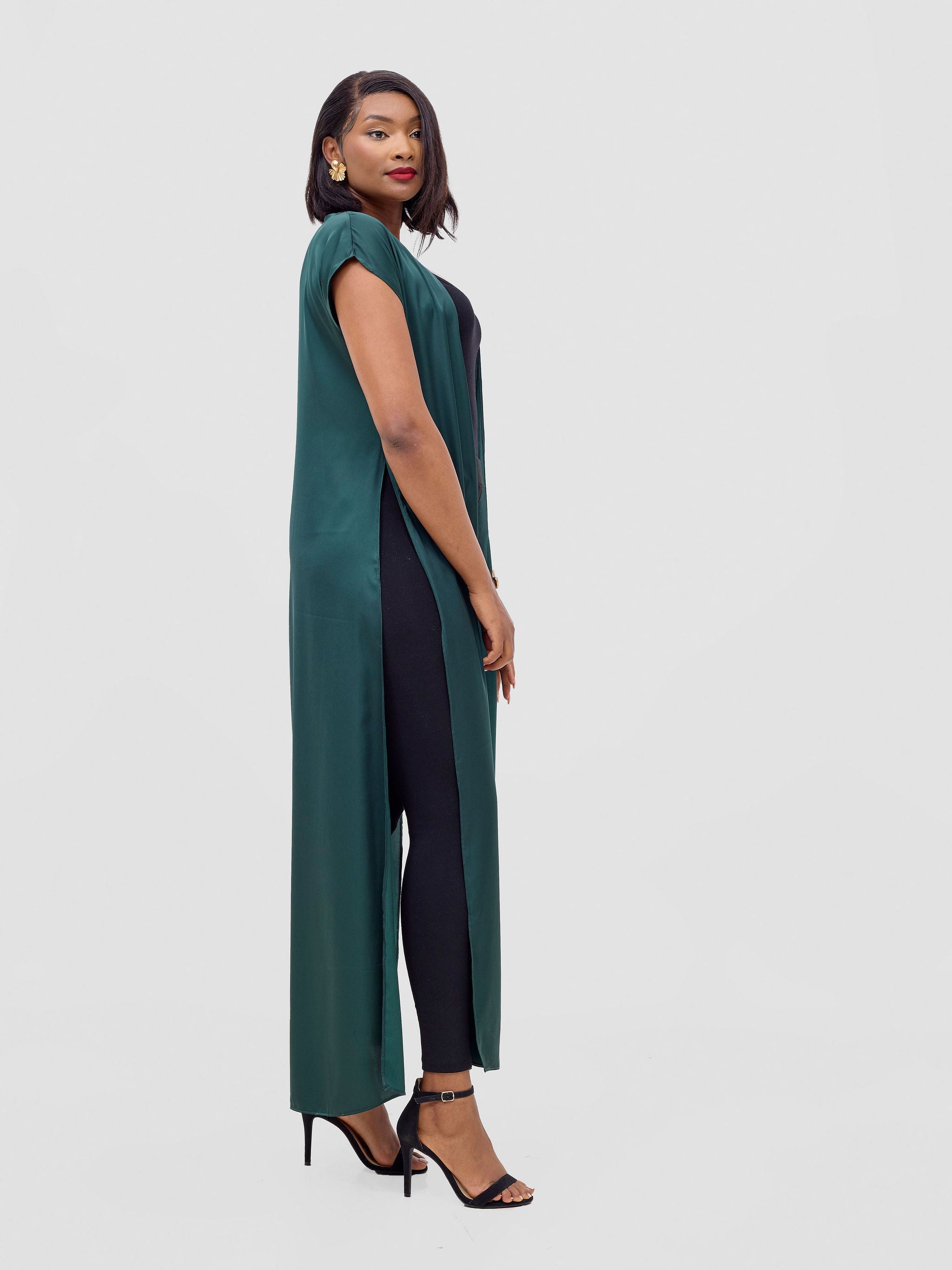 Vivo Chidii Drop Shoulder Kimono - Dark Green