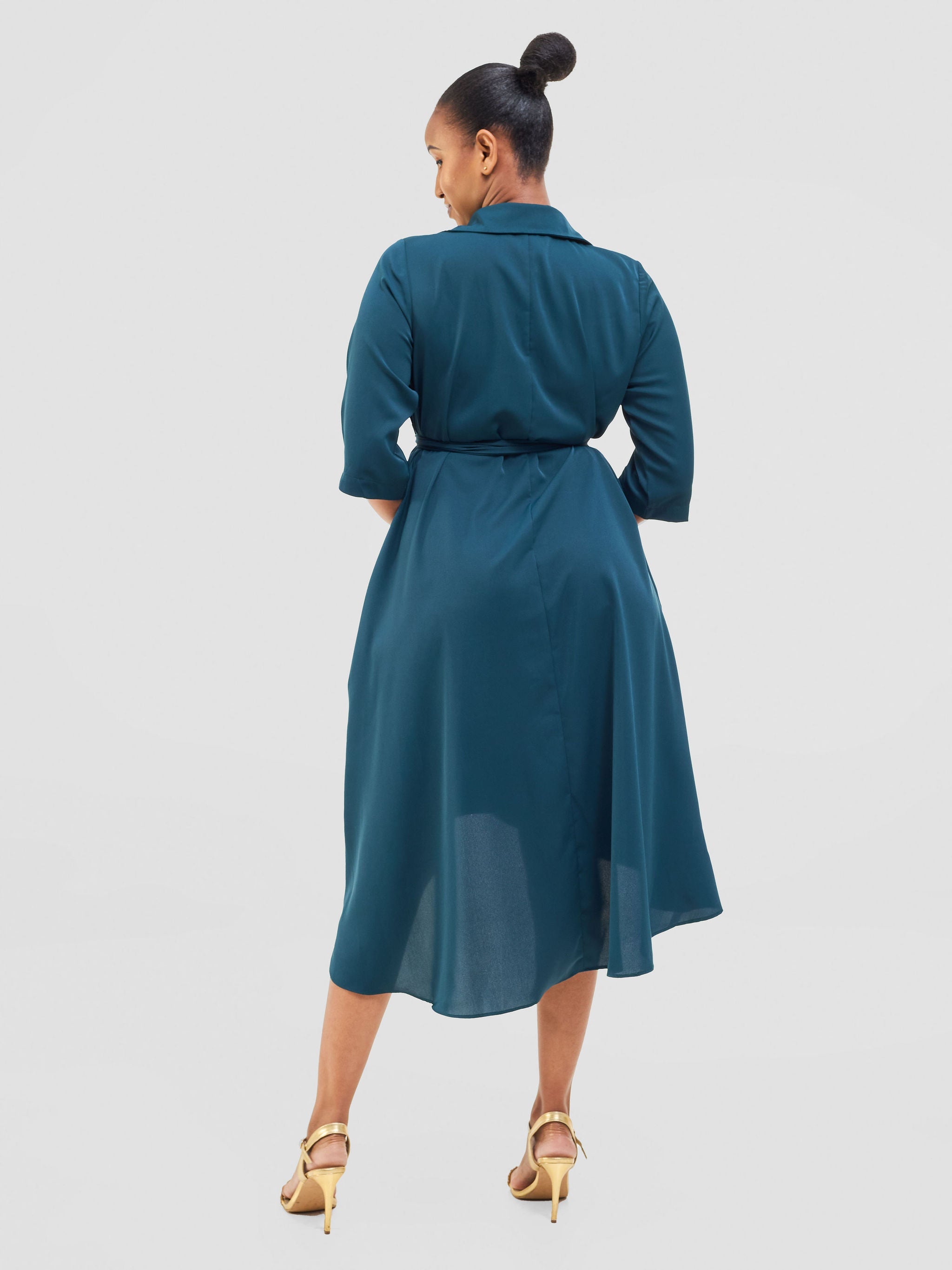 Vivo Yumi High Low Shirt Dress - Dark Teal