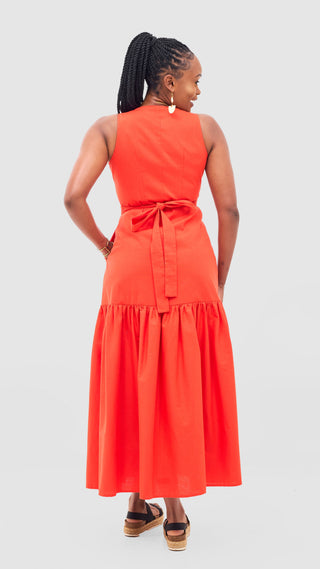 Safari Naledi Gathered Panel Wrap Dress - Orange