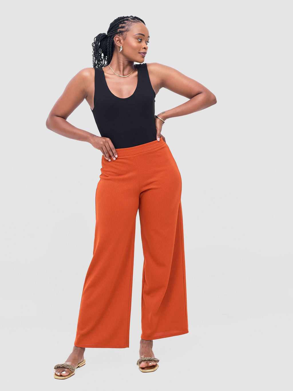 Vivo Rema Straight Leg Pants - Burnt Orange