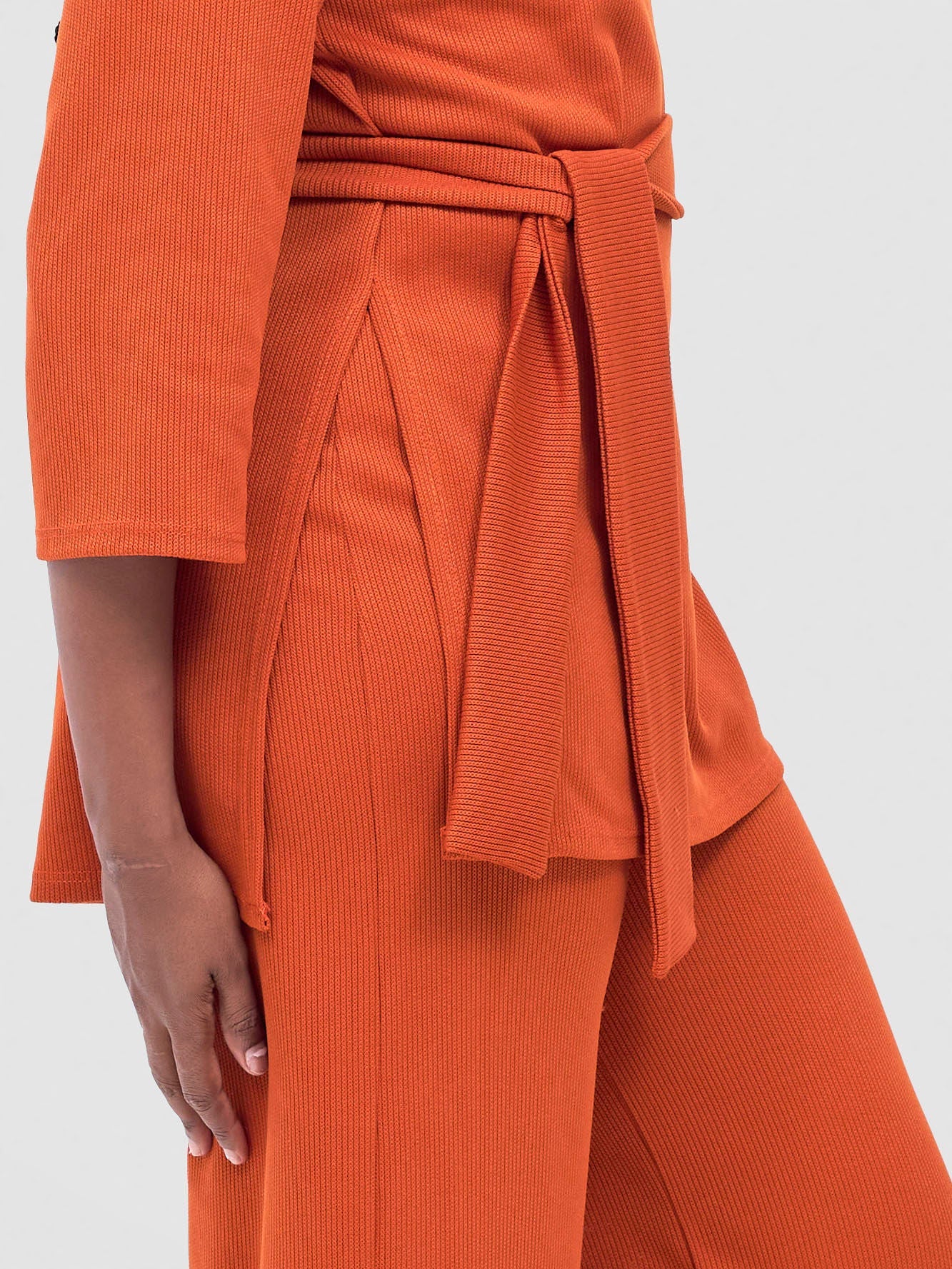 Vivo Rema 3/4 Sleeve Side Slit Tunic Top  - Burnt Orange