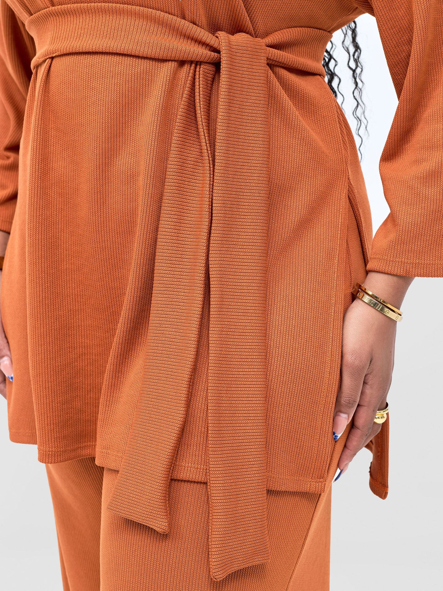 Vivo Rema 3/4 Sleeve Side Slit Tunic Top  - Rust