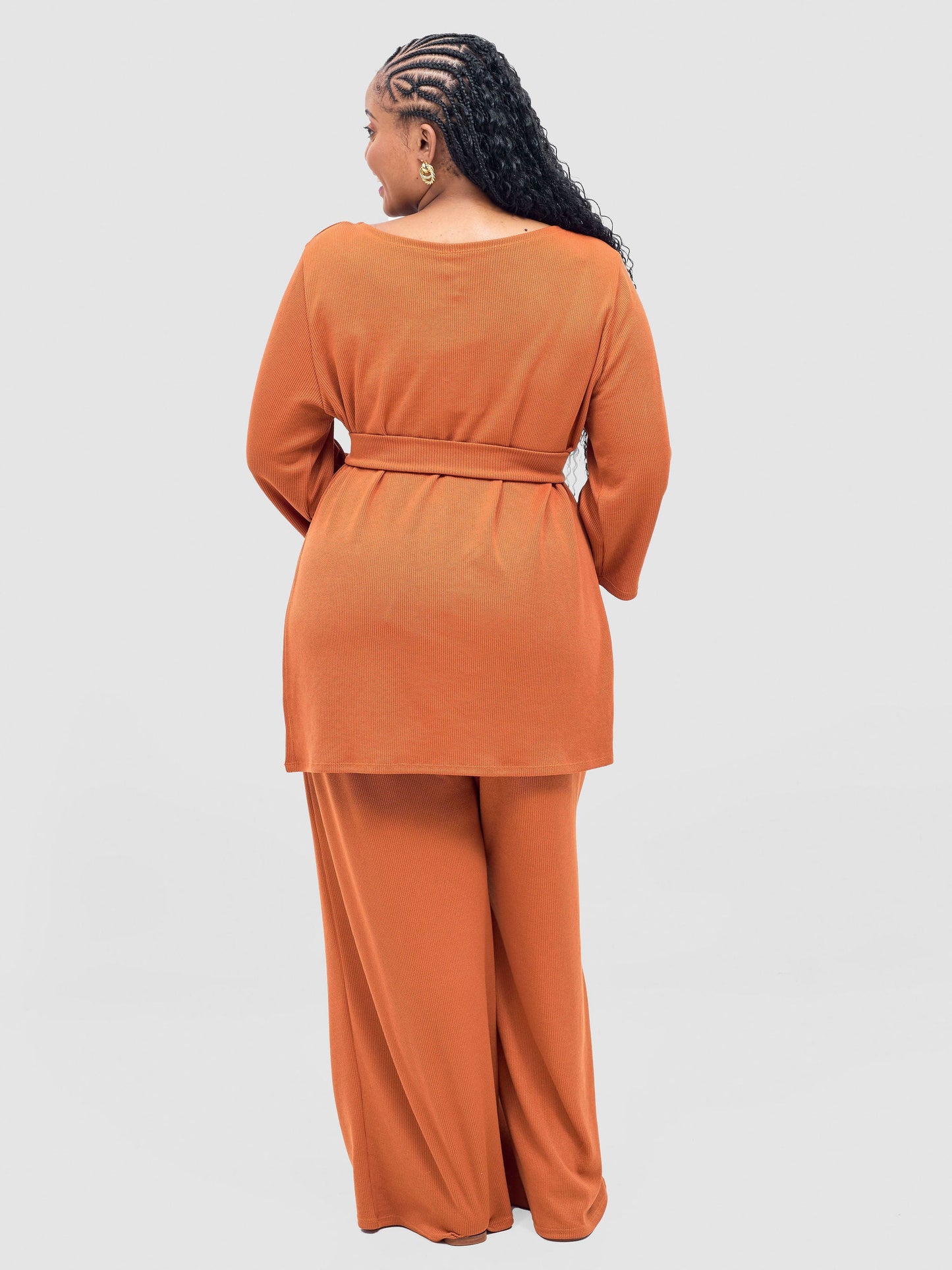 Vivo Rema 3/4 Sleeve Side Slit Tunic Top  - Rust