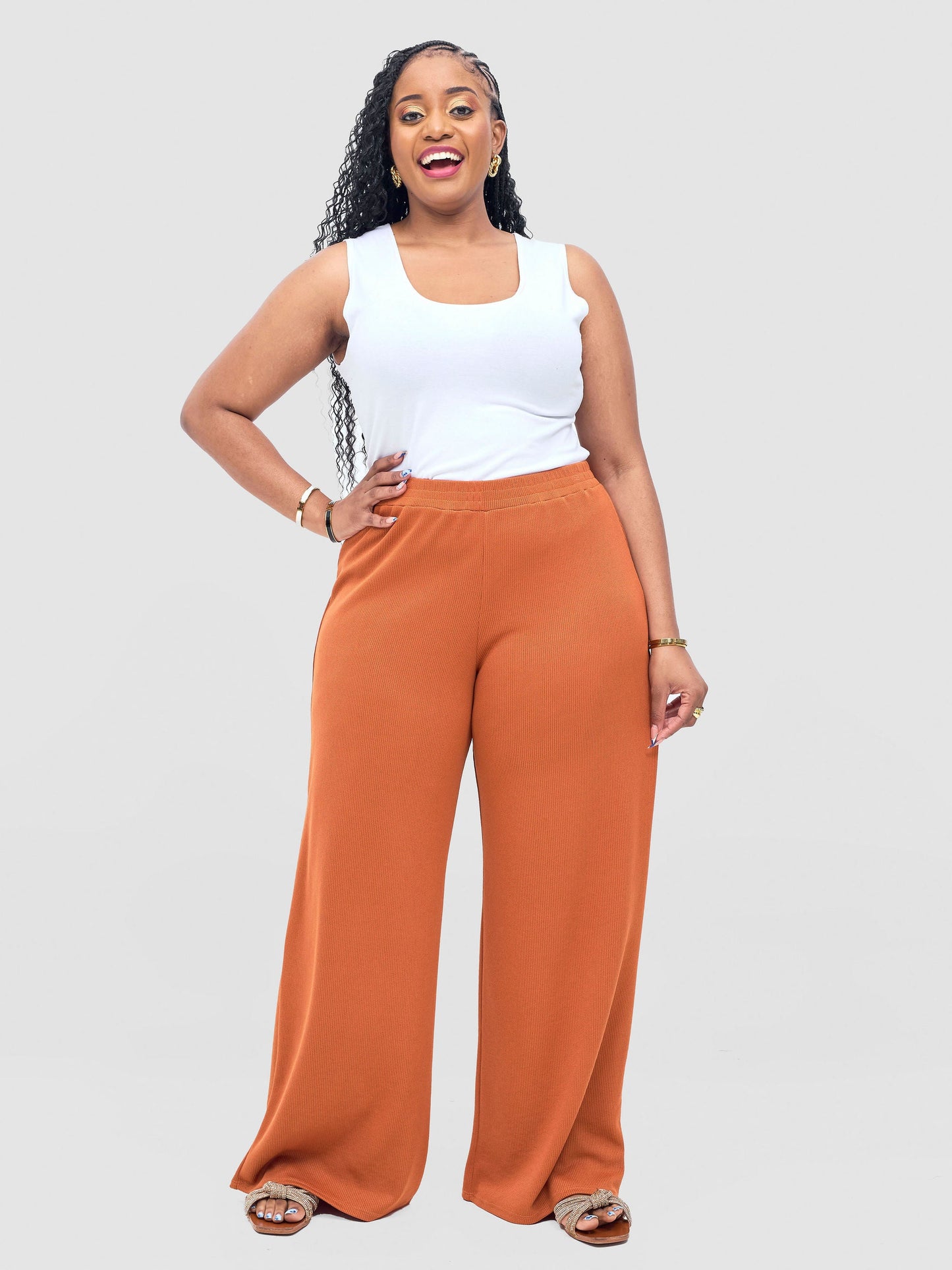 Vivo Rema Straight Leg Pants - Rust